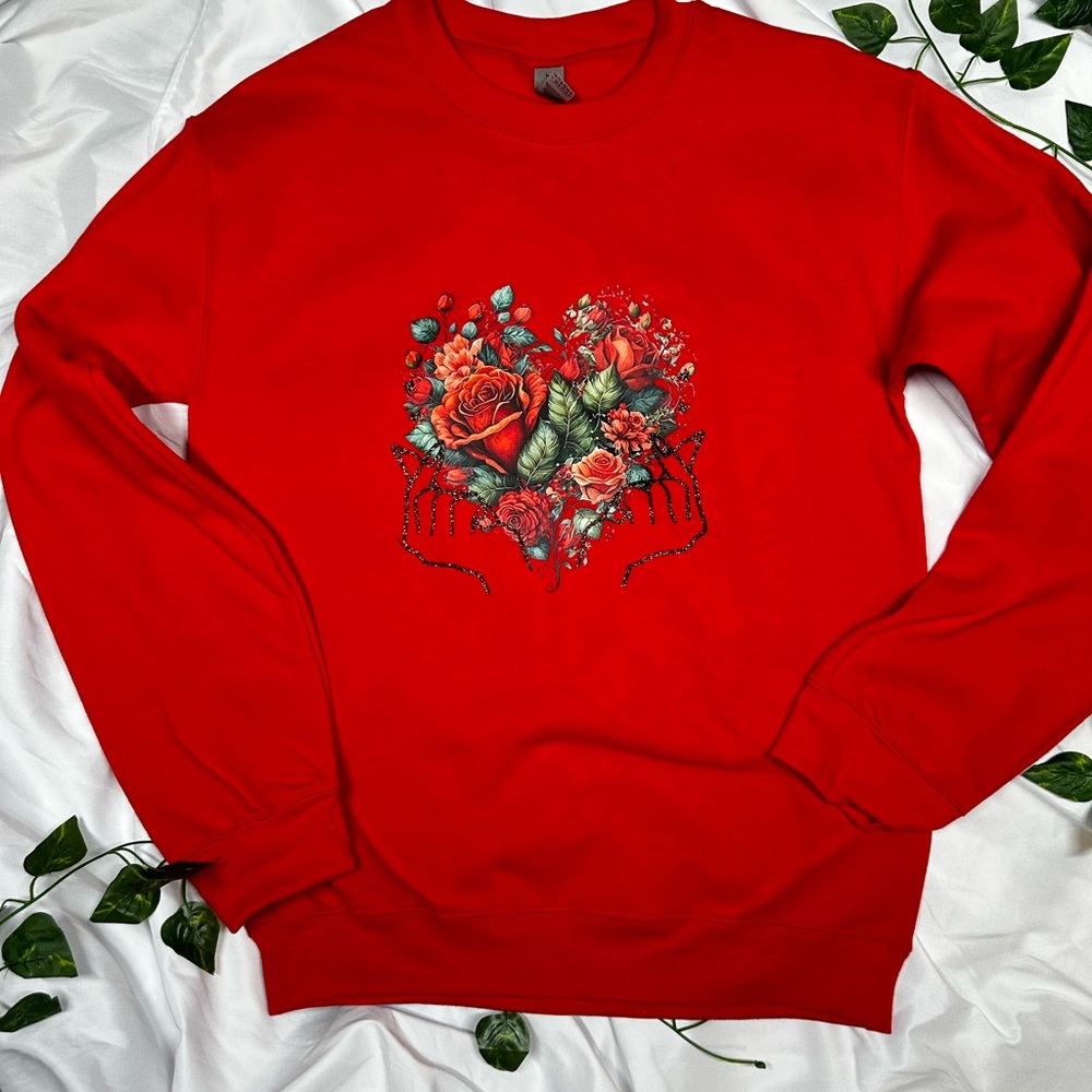 Heart with roses sweatshirt gift for Mother's day